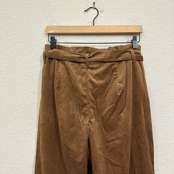 NWT VERO MODA Londyn Paperbag Corduroy Culottes Belted in Camel Tan Preppy - Picture 9 of 16